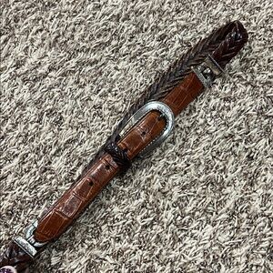 Brighton braided leather belt with metal accents sz 32